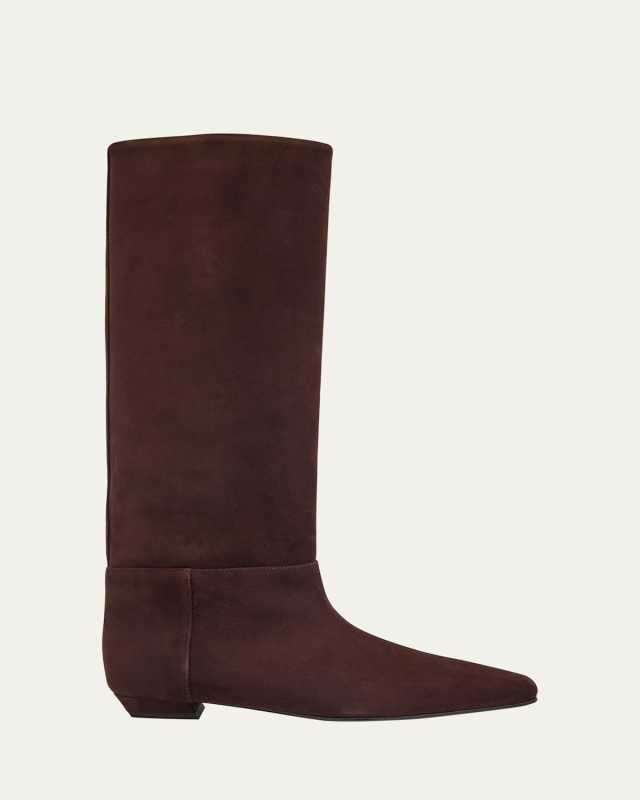 Trap Flat Leather Knee-High Boots